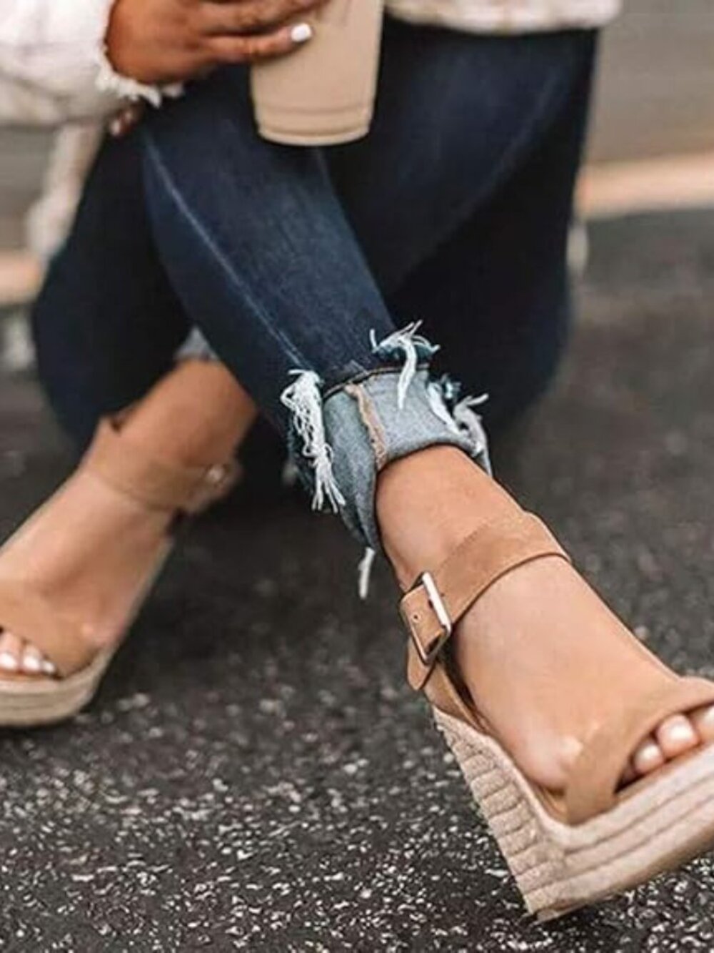 Women's Platform Sandals Wedge Ankle Strap Open Toe Sandals - Picture 3 of 3